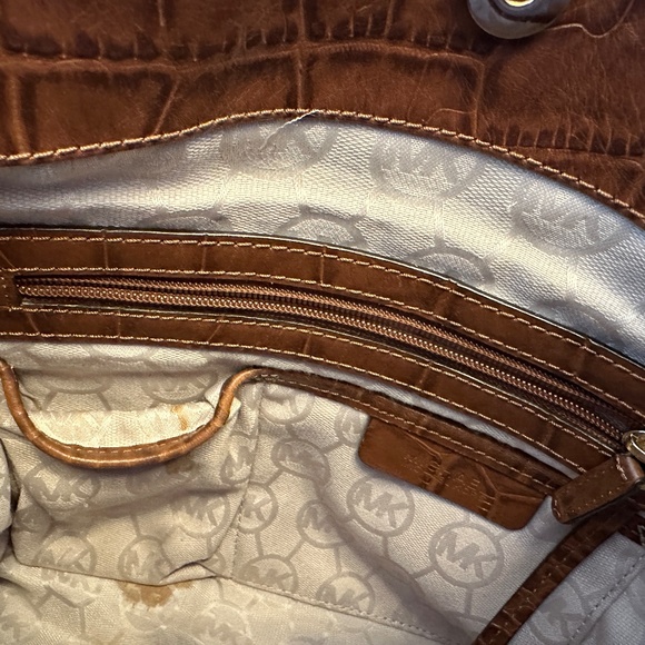 Michael Kors Hamilton Whipped Tiger Animal Print Canvas Brown Tote - Picture 4 of 6